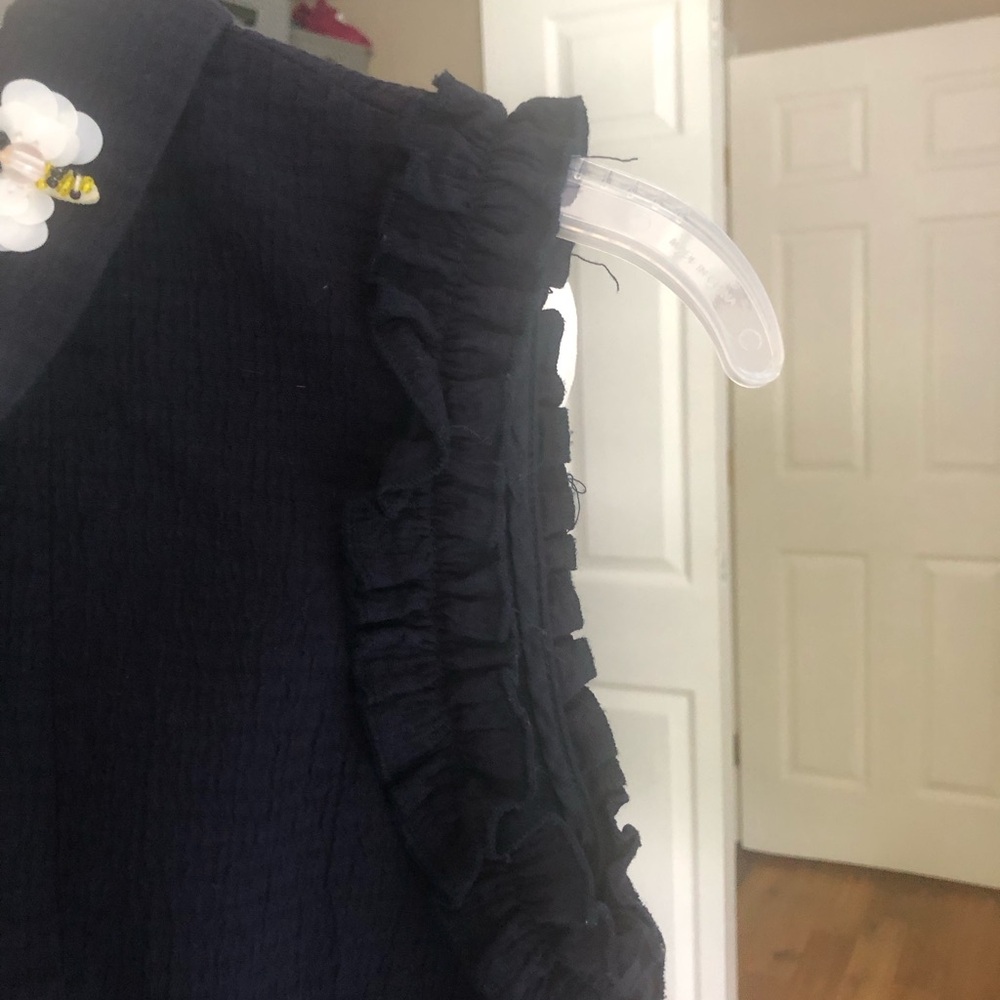 Zara Navy Sheath Mini Dress with beaded collar - Picture 3 of 9